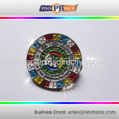 2014 High Quality No MOQ Order Soft Enamel Lapel Pins/1.25 inch round shape color badge/pin badge with metal