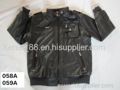 Man's washed pu jacket with fur lining for stock
