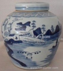 Antique porcelain blue and white pot