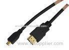 1.4V Black 2m Copper Micro HDMI Cables 3D For Smartphone , Xbox360