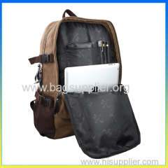 Fahion laptop school bags from China brown canvas backpack bag