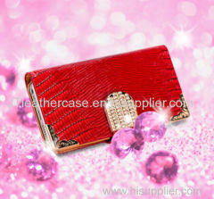 Magnetic Diamond Wallet Leather Flip Case Cover for Various Mobilephone.