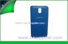 Blue Mobile Phone Leather Cases Samsung Galaxy Note 3 Battery Cover , Preview Function