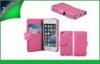 Flip Style Pink PU Leather Cell Phone Wallet Cases For Iphone 5s With Card Slot