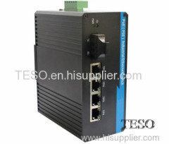 10/100M IP40 POE Industrial Fiber Ethernet Switches , 4 Port Gigabit Ethernet Switch