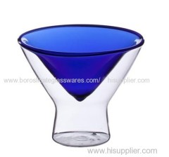 215ml C&C exquisite double wall Glass for martini drinking (Different color according to clients' request)