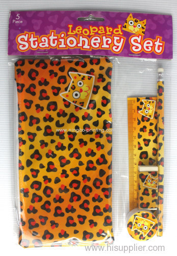 5pc leopard stationery set