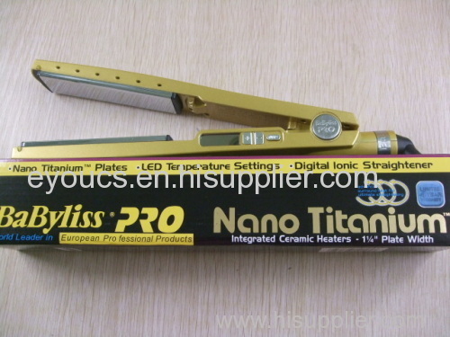 Gold Babyliss Pro Nano 1 1/4 Titanium Plates - Hair Straightening Iron