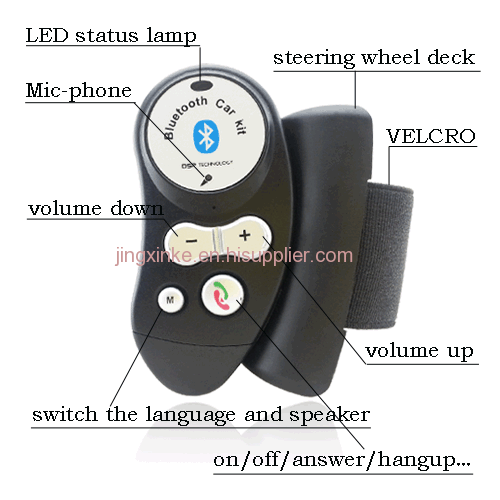 12V 24V car use fixed on steering wheel iphone sangsum htc mobilephone universal handsfree bluetooth car kits speaker 