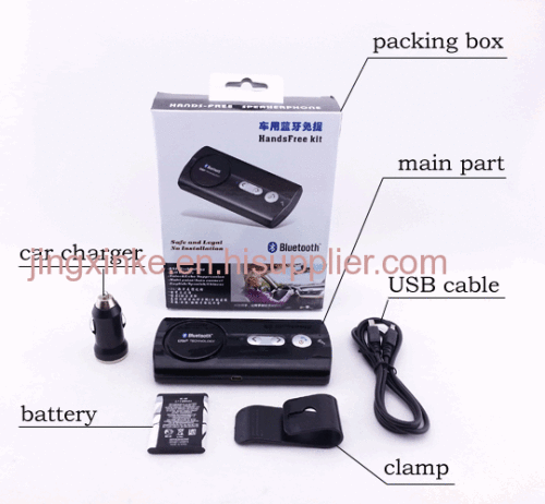 12V 24V car lorry truck use universal sun visor lamped auto connection handsfree bluetooth car kit loudly speaker  