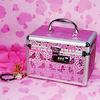 Combination Lock Aluminum Cosmetic Cases / Makeup Boxes , Butterfly Pink