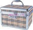 Beige Aluminum Cosmetic Cases / ABS Tool Cases For Carry Cosmetic Tool
