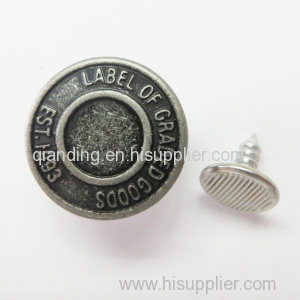 Metal button with pin part covered