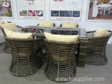 Round table and chair set rattan dining set wicker