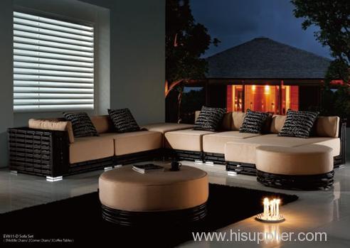 Plastic luxury rattan furniture round sofa set
