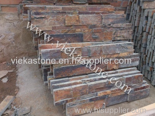 Rusty brown Slate nature culture stone Stacked wall Panels