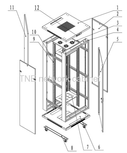 19'' server rack with LCD control panel (network cabinet)