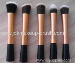 Golden Long Aluminum Synthetic Hair Makeup Brush Set