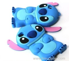 Blue color 3D Soft Silicone Stich Cartoon Cover Case for Apple iPhone 4 4S 5 5S