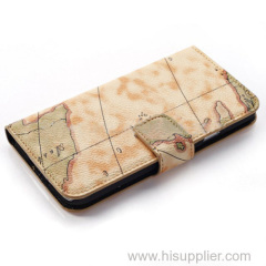 World Map Design Leather Case For S5, For Samsung I9600 Stand Case .