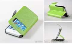 Handmade fashion green siked pu case for iphone 5