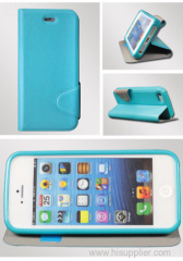 Customized blue PU case for iphone 5 with nice handfeeling .