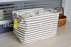 fabric storage basket with lining inside and handles