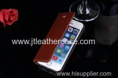 For Apple iPhone 5 5S Luxury Genuine Real Leather Stand Case Cover Flip + Film