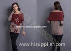 Red Bow Womens Pullover Sweaters Crew Neck , Jacquard sweater for Grils
