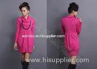 Autumn Narrow Waist Womens Turtleneck Sweaters , Long Sweater Dress in Rose