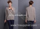 Coffee Thin Womens Cashmere Sweaters With Pockets , V Neck Autumn breathable Sweater