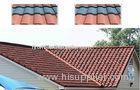 Steel Stone Coated Double Roman Roof Tiles , Wood grain / Grid roofing tiles