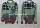 Fancy Kids Holiday Sweater V Neck Color Block Buttons Up Cardigan For Boys