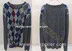 V Neck Winter Mens Wool Sweaters in Fine Knit , Mens Argyle Sweaters
