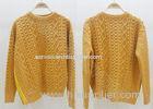Small Ball Knit Womens Cable Knit Sweaters Asymmetric , S M L XL XXL Size