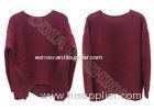 Winter Warm Crew Neck xxl Womens Wool Pullover Sweaters with Zipper , High-Low Bottom Style