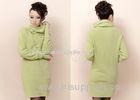 Light Green Cashmere Womens Long Sweaters Pullover with Turtleneck for Young Ladies