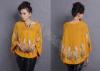 2014 Orange Womens Jacquard Sweater with Scoop Neck , Autumn Ladies Casual Sweater