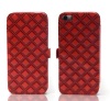 For iPhone5/5G/5S New Luxury Plaid Magnet Premium Leather Case Cover Skin-Red