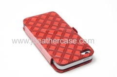 For iPhone5/5G/5S New Luxury Plaid Magnet Premium Leather Case Cover Skin-Red