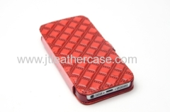 For iPhone5/5G/5S New Luxury Plaid Magnet Premium Leather Case Cover Skin-Red