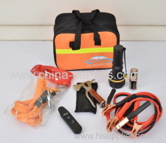 Car Roadside Assistance with jump cable towing rope flashlight