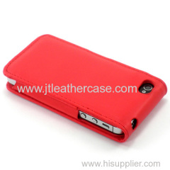 New Red Leather Flip Case Cover + Screen Guard for Apple iPhone 4S 4 4G