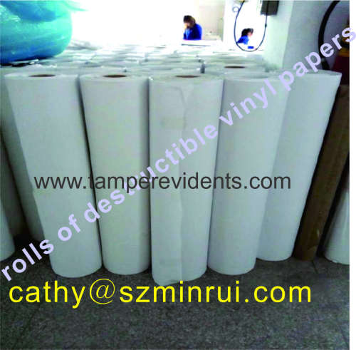 Rolls of Tamper Evident sticker Papers,Ultra Destructible Vinyl Sticker Materials made in China