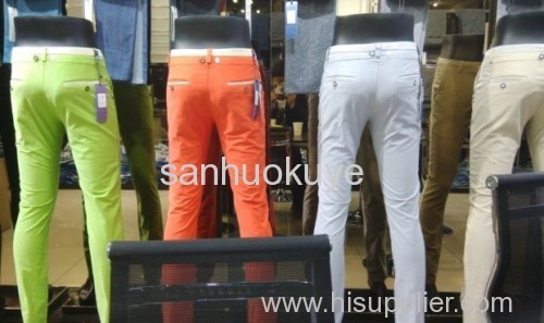MEN'S COLORFUL COTTON SKINNY PANTS MEN FASHIONABLE STRETCHY TIGHT PENCIAL PANTS/TROUSERS