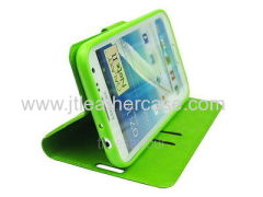 Slime Green Slim Leather Wallet Case Stand Soft TPU for Samsung Galaxy Note 2 II