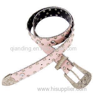 fashion leather skinny belt with diamond