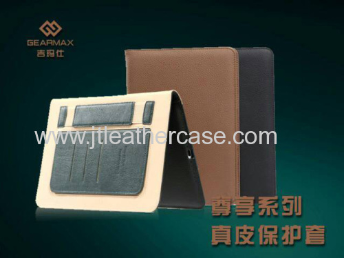 genuine leather green black handle strap for ipad case