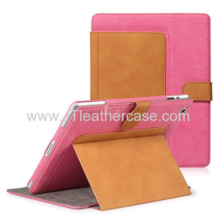 2014 new contrast color leather four color for ipad case 2/3/4