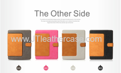 2014 new contrast color leather four color for ipad case 2/3/4